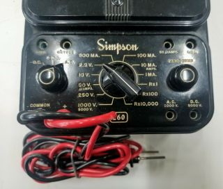 Vintage Simpson 260 Series 3 Multi - Meter with Leads 2