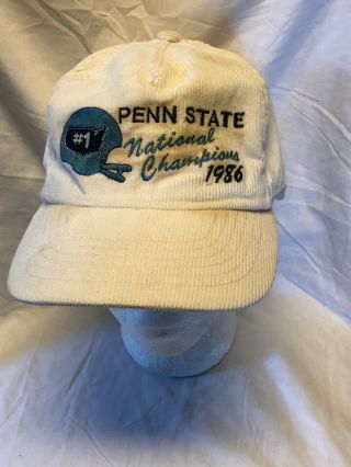 Vtg Penn State Nittany Lions 1986 National Champions Corduroy Hat Cap