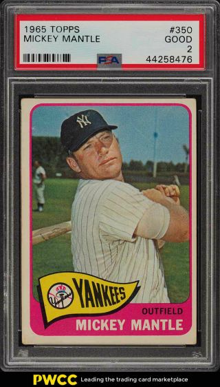 1965 Topps Mickey Mantle 350 Psa 2 Gd (pwcc)