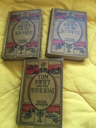 Tom Swift Series Antique/vintage Books Set Of 3 By Victor Appleton