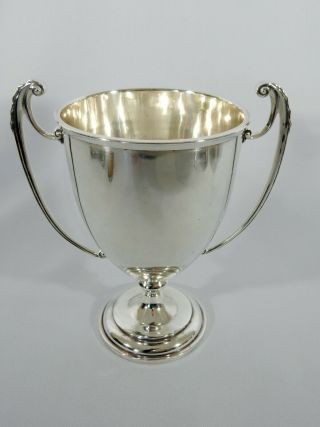 Antique Art Deco 1946 Large Sterling Solid Silver Trophy Loving Cup Twin Handled