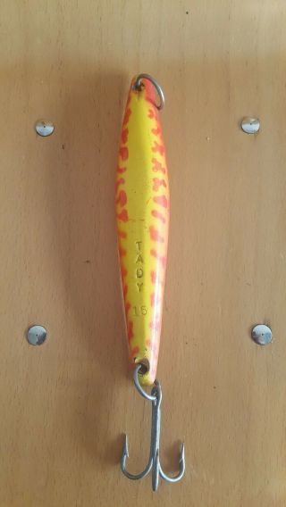 Vintage Tady 15 Yellow - Orange 10 " In 6.  5 Oz Iron Surface Yoyo Fishing Jig - Lure