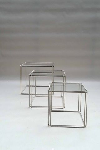 Rare Set Nesting Tables " Isocele " By Max Sauze 60s - 70s Kjaerholm Eames Knoll Era