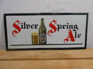 Vintage Silver Spring Ale Small 19 " X 9 " Beer Advertising Tin Sign