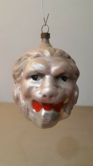 Rare Rare Antique Vintage German Glass Figural " Roaring Lion Head "