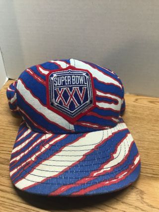 Vintage Zubaz Bowl Xxv Snapback Hat Cap - Giants / Bills 90 