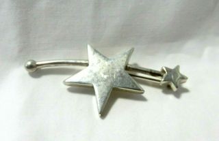 Vintage 925 Sterling Silver 2 3/4 " Shooting Star Pin Brooch