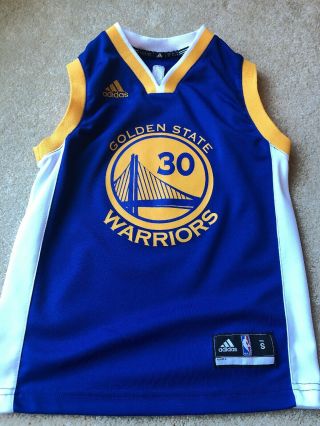 Golden State Warriors Curry Nba Adidas Basketball Jersey Youth Kids Small S 30