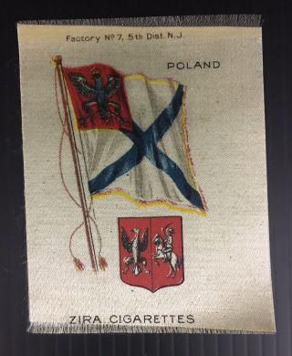 Vintage Zira Cigarettes Poland Flag Tobacco Card Silk