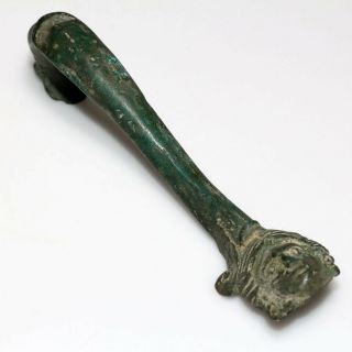 Circa 500 - 300 Bc Ancient Greek Bronze Handle Decorated With Apollonia Face
