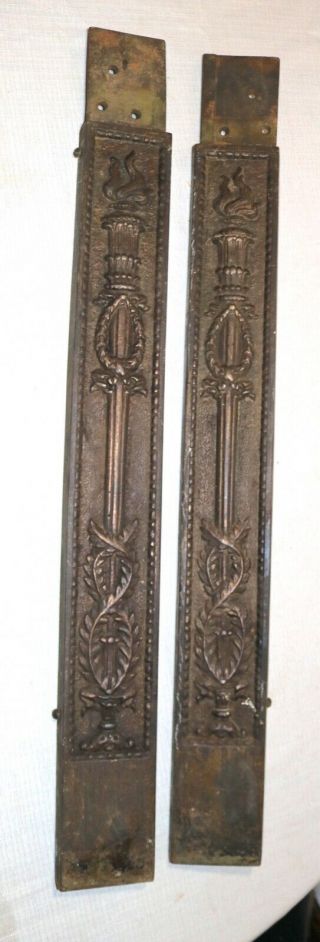 Pair 2 Antique 1904 Ornate Cast Iron Architectural Salvage Torch Pillars Legs