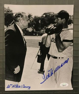 Ted Williams & Bill Terry Dual Signed 8x10 Photo Rare Jsa Loa Red Sox Giants Hof