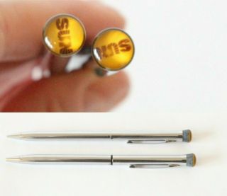 Vintage Sun Oil Company Mechanical Pencil Ballpoint Pen Set Garland Usa Sunoco