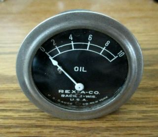 Vintage Rex - A - Co Oil Pressure Gauge Model A Ford Hot Rod Rat Scta