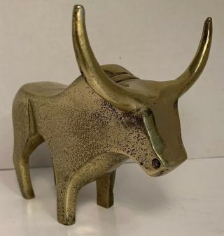 Vintage Brass Longhorn Steer Bull Statue Sculpture Figure Approx 5 " X6 " X4 "