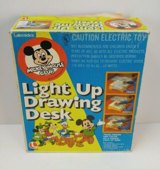 Vintage Lakesides Mickey Mouse Club Disney Light Up Drawing Desk W/sheets