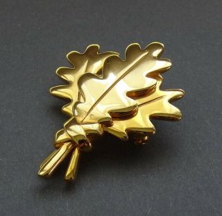 Vtg Signed Ines De La Fressange French Designer Gold Tone Oak Leaf Brooch/pin