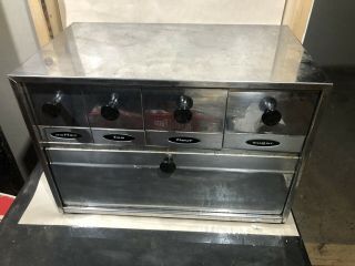 Vintage Canister Set Flour Sugar Coffee Tea Bread Box Chrome Krestline Cabinet