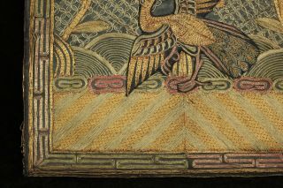 Antique Chinese Embroidery Silk Rank Badge - Phoenix Bird w Metallic Threads 2