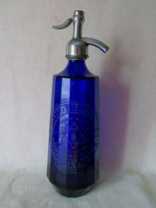 Antique Cobalt Blue Seltzer Bottle,  Diamond Bottling Brooklyn,  Ny