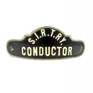 Antique Enamel Staten Island Rapid Transit Railway Conductor Cap Badge Nr