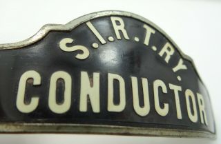 Antique Enamel Staten Island Rapid Transit Railway Conductor Cap Badge NR 2