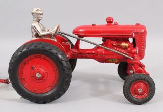 1940s Antique Arcade Cast Iron Farmall A Culti - Vision Tractor & Harrow Toy,  NR 3
