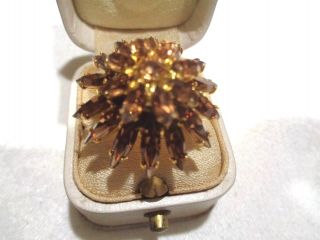 Vtg Napier Gold Plate Starburst Marquise Amber Color Cocktail Ring Adjustable 2