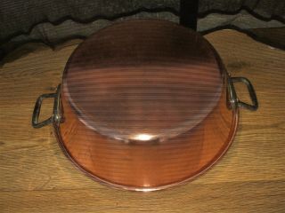 Vintage French Copper Preserving Jam Pan Mixing Bowl Metal Handles Holds 8lt