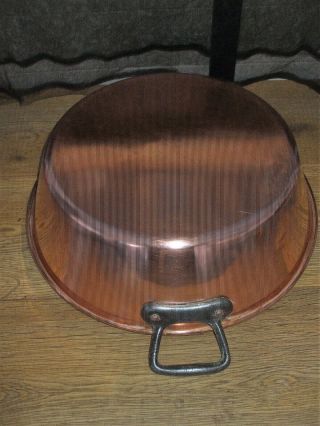 VINTAGE FRENCH COPPER PRESERVING JAM PAN MIXING BOWL METAL HANDLES HOLDS 8LT 2