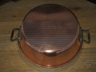 VINTAGE FRENCH COPPER PRESERVING JAM PAN MIXING BOWL METAL HANDLES HOLDS 8LT 3