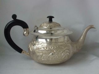 Decorative Indian Solid Sterling Silver Teapot C.  1960/ L 28 Cm/ 670 G