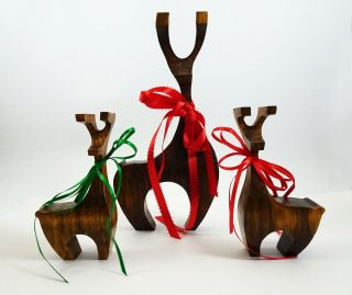 Vtg Hand Crafted Wooden Reindeer Mid - Century Modern Style Christmas Dale Miller