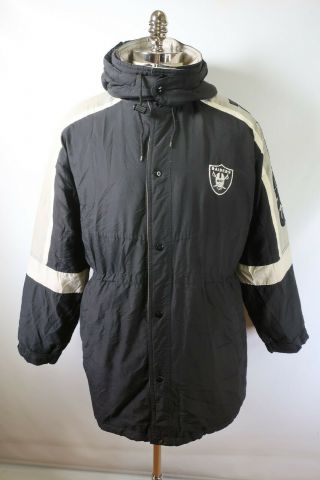 C7312 Vtg Starter Oakland Raiders Nfl Football Hooded Parka Jacket Size S
