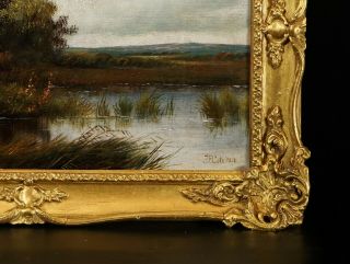 J.  F.  Cole (1876) | Cottage by a Pond | Signed Antique Landscape Oil Painting 3