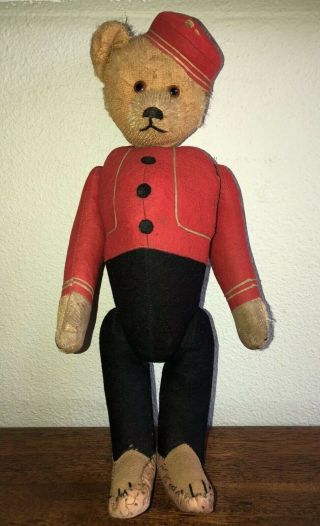 Vintage Shuco Yes No Bellhop Teddy Bear German Mohair Antique Toy 15”