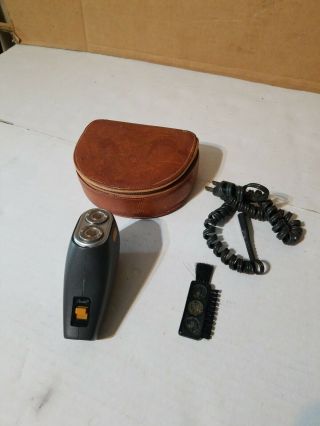 Vintage Norelco 2 Head Electric Razor  With Leather Case And Brush