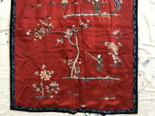Antique Chinese Festival Ceremonial Hanging Figural Dragons Silk Embroidery Qing 2