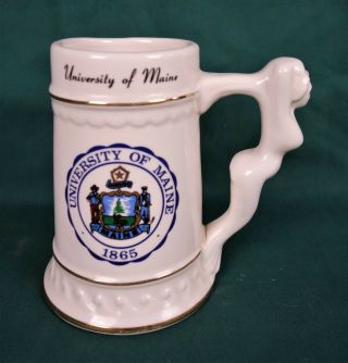 Vintage Mid Century University Of Maine Porcelain Beer Stein Nude Woman Handle