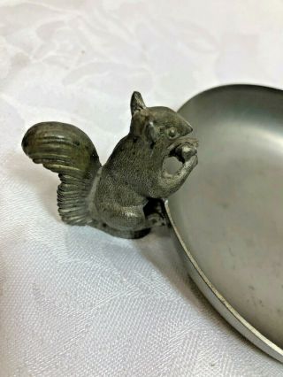 Vintage Reed Barton Pewter Squirrel Trinket Jewelry Dish Shallow Nut Bowl P93 2