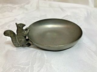 Vintage Reed Barton Pewter Squirrel Trinket Jewelry Dish Shallow Nut Bowl P93 3