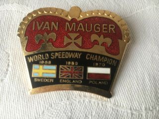 Vintage Enamel Speedway Badge Ivan Mauger World Speedway Champion