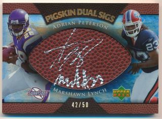 Adrian Peterson Marshawn Lynch 2007 Ud Sweet Spot Rc Dual Autograph Sp Auto /50