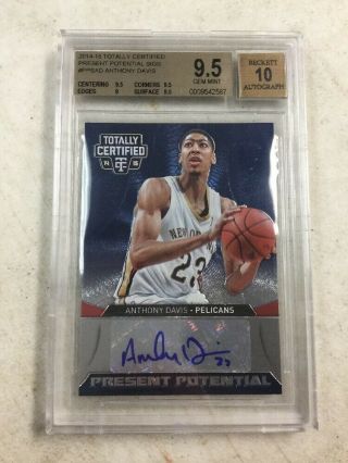 2014 - 15 Panini Totally Certified Anthony Davis Auto Card 60/99 Bgs 9.  5 Lakers