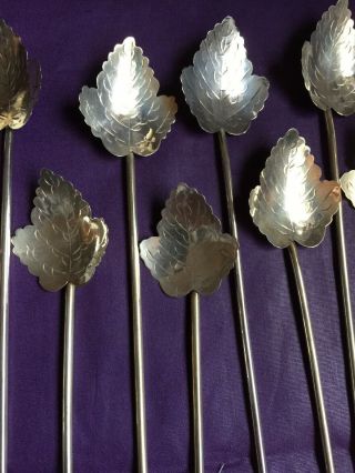 11 Vtg Sterling Silver 925 Iced Tea Spoons Sipping Straws Taxco Mexico Signed MG 2