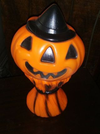 Vtg 1969 Empire Halloween Blow Mold Light Pumpkin Jol Scarecrow Witch Hat