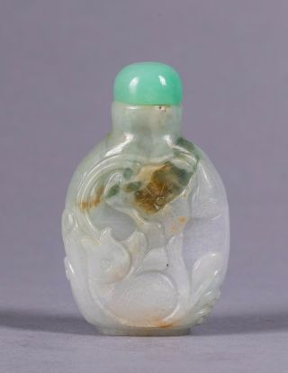 Chinese Republic Period Carved Jade Jadeite Snuff Bottle