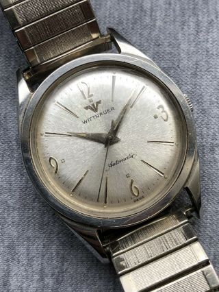 Vintage Wittnauer/longines Automatic Mens Watch 1960s Steel Brushed Dial 35mm