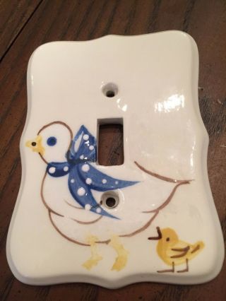 Vintage Ceramic Light Switch Cover Plate With Duck And Duckling - Adorable