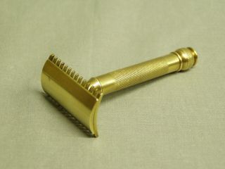 Vintage Gillette Old Type 3 Piece Razor Gold open short comb ball handle 1920 ' s 2